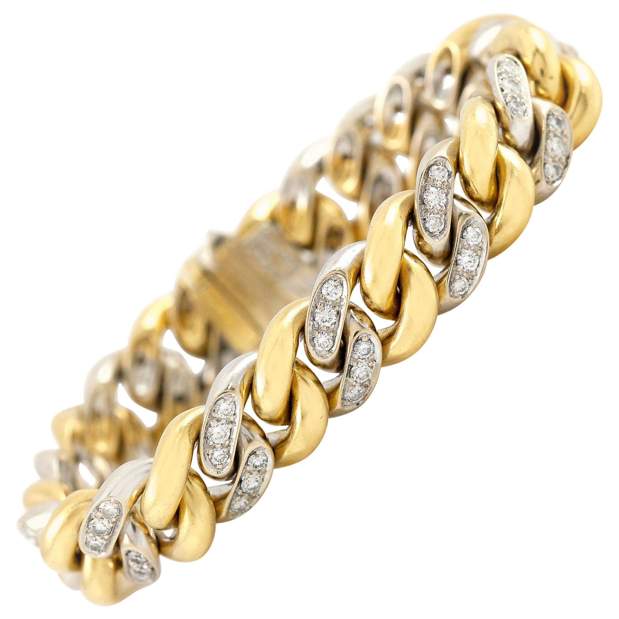 Pomellato Curb Link Gold and Diamonds Bracelet