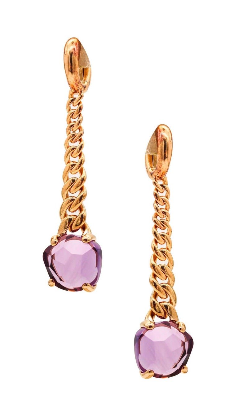 POMELLATO Dangle Drop Lola Earrings In 18Kt Yellow Gold With Purple Amethysts photo 2