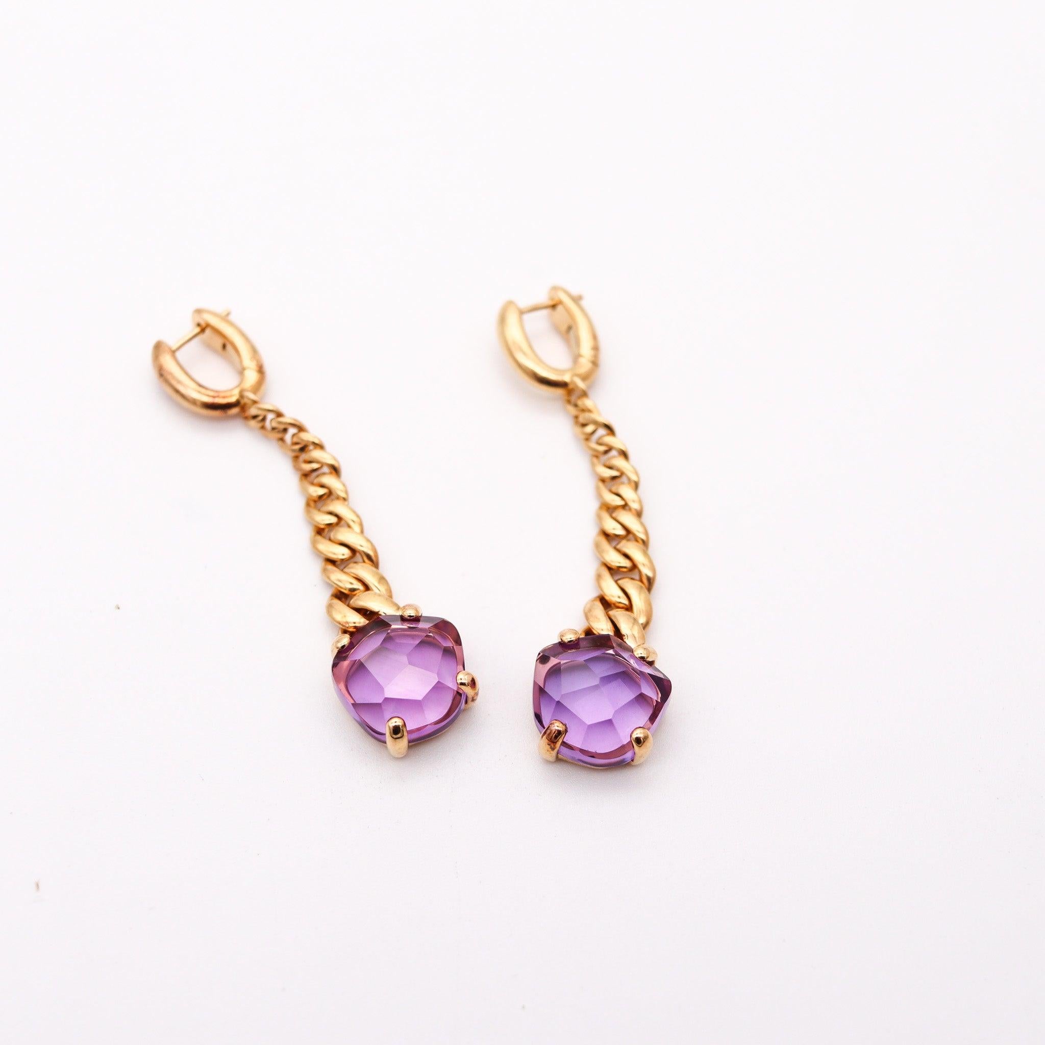 Modernista POMELLATO Orecchini pendenti Lola in oro giallo 18Kt con ametiste viola in vendita