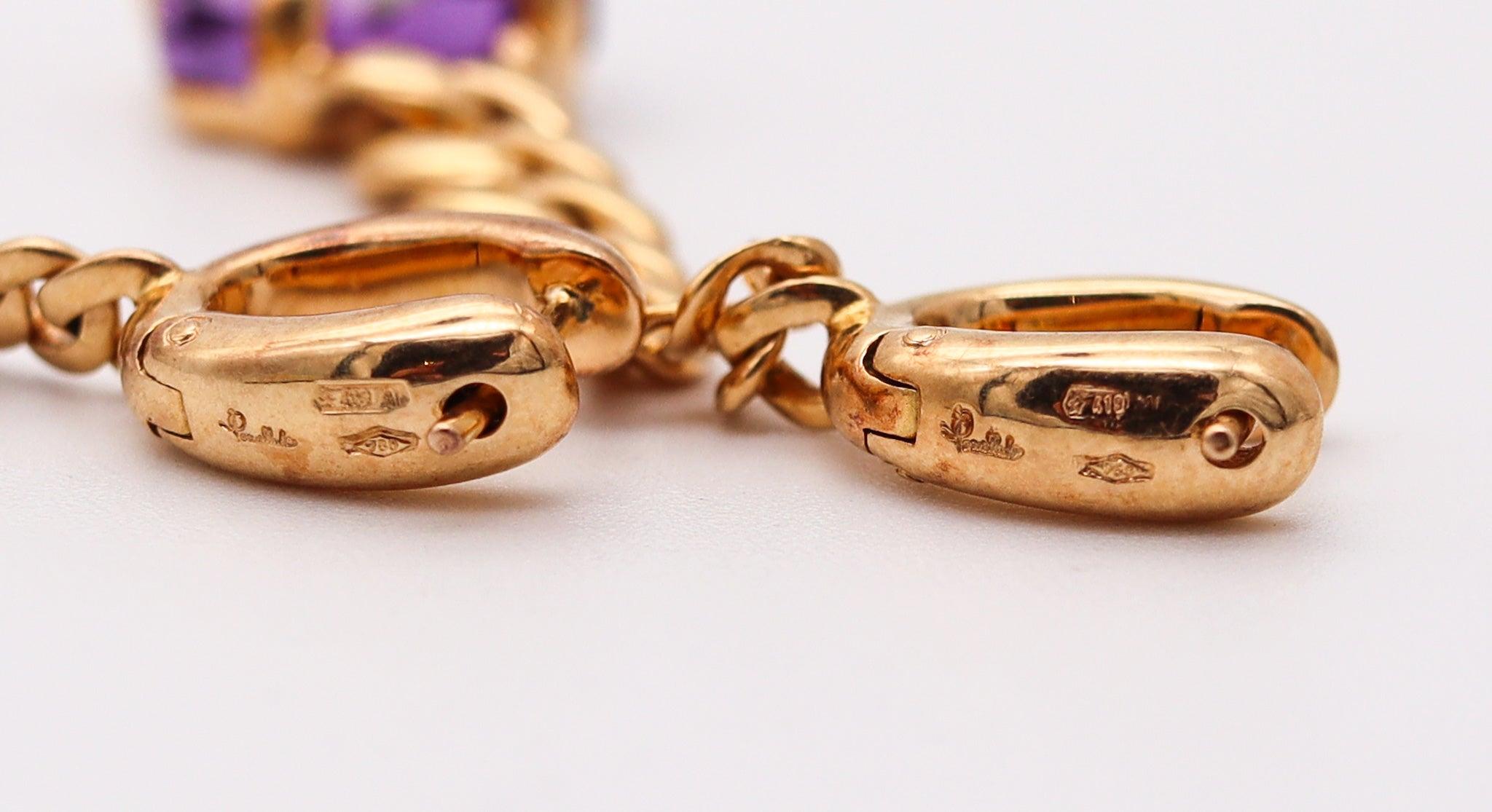 Taglio cuscino POMELLATO Orecchini pendenti Lola in oro giallo 18Kt con ametiste viola in vendita