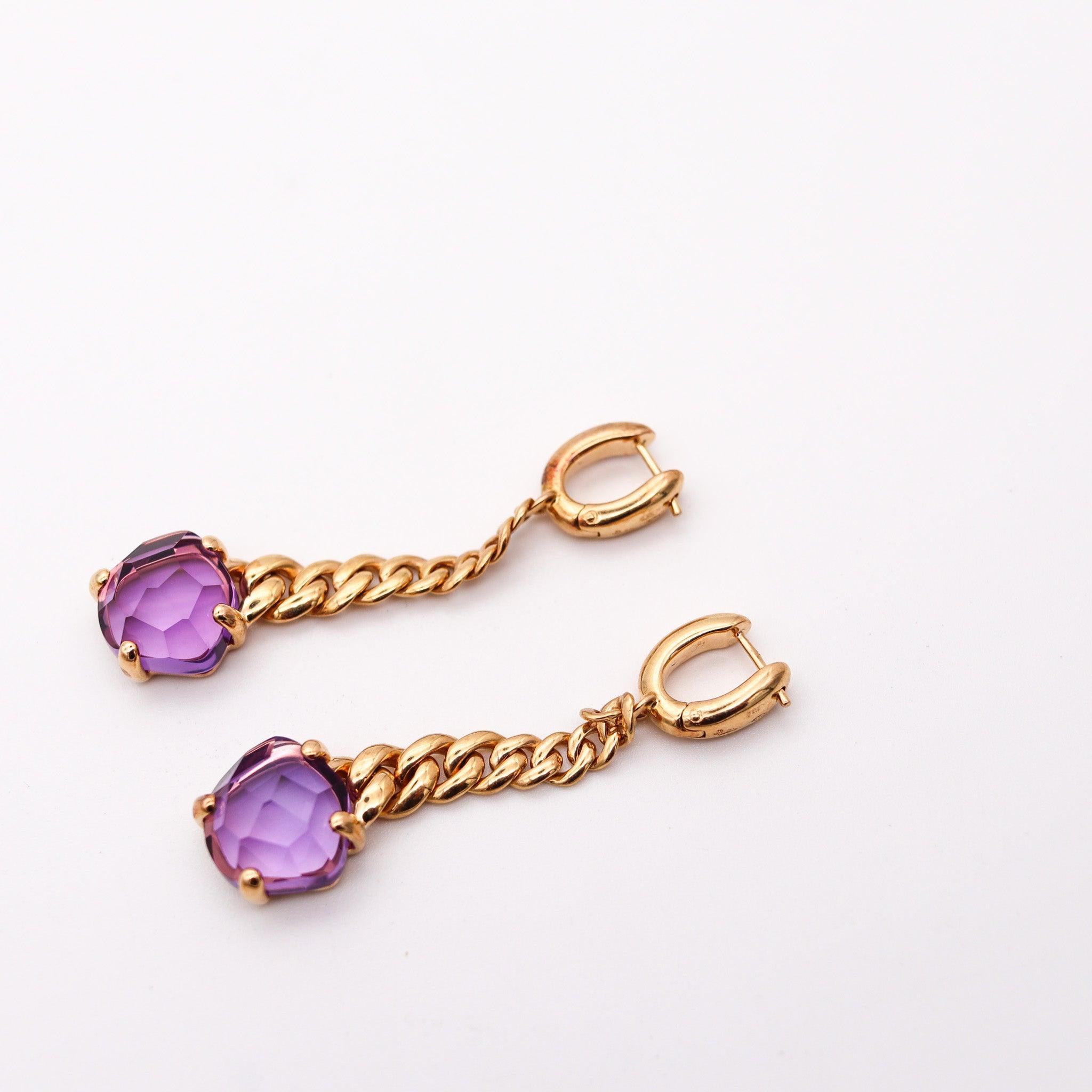 POMELLATO Orecchini pendenti Lola in oro giallo 18Kt con ametiste viola In condizioni ottime in vendita a Miami, FL