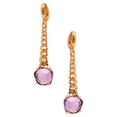 POMELLATO Lola-Ohrringe aus 18 Karat Gelbgold mit lila Amethysten und Tropfen