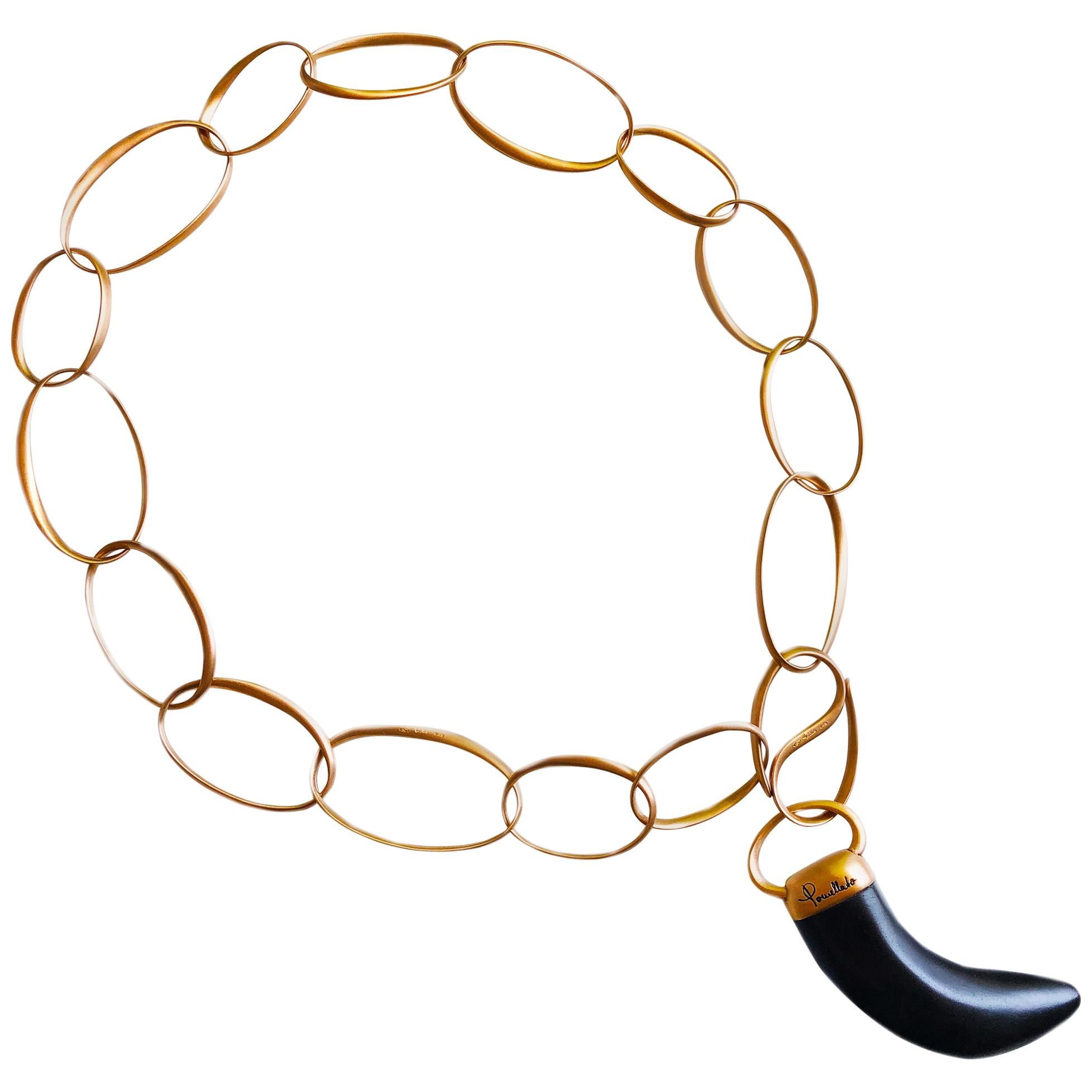 Pomellato Dente, Horn Shaped Pendant 18 Karat Rose Gold Necklace Set