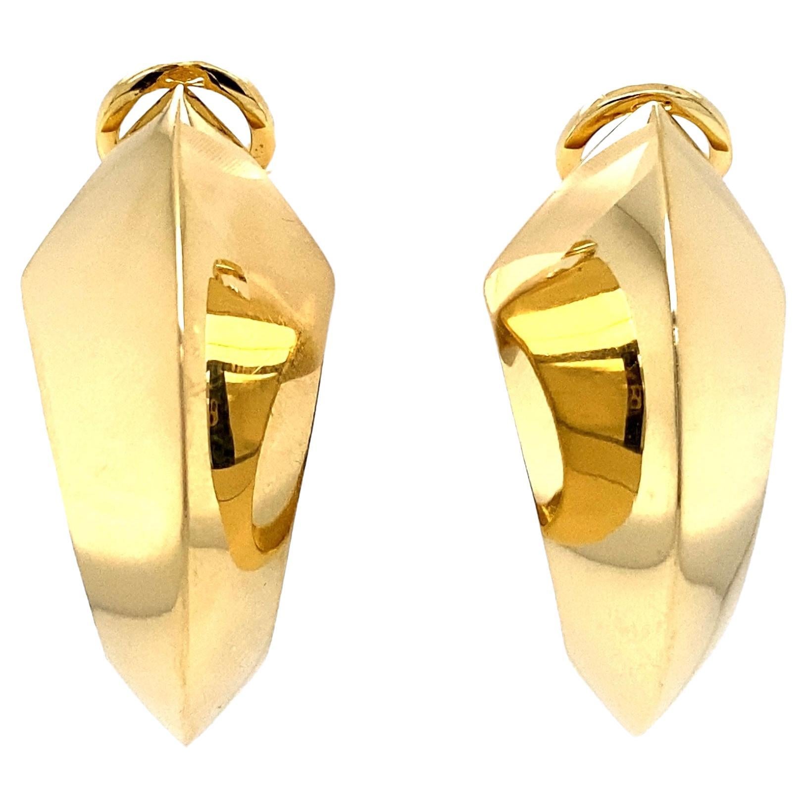 Italia D'Oro High-Polish Knife Edge Double Oval Earrings 14K Yellow Gold