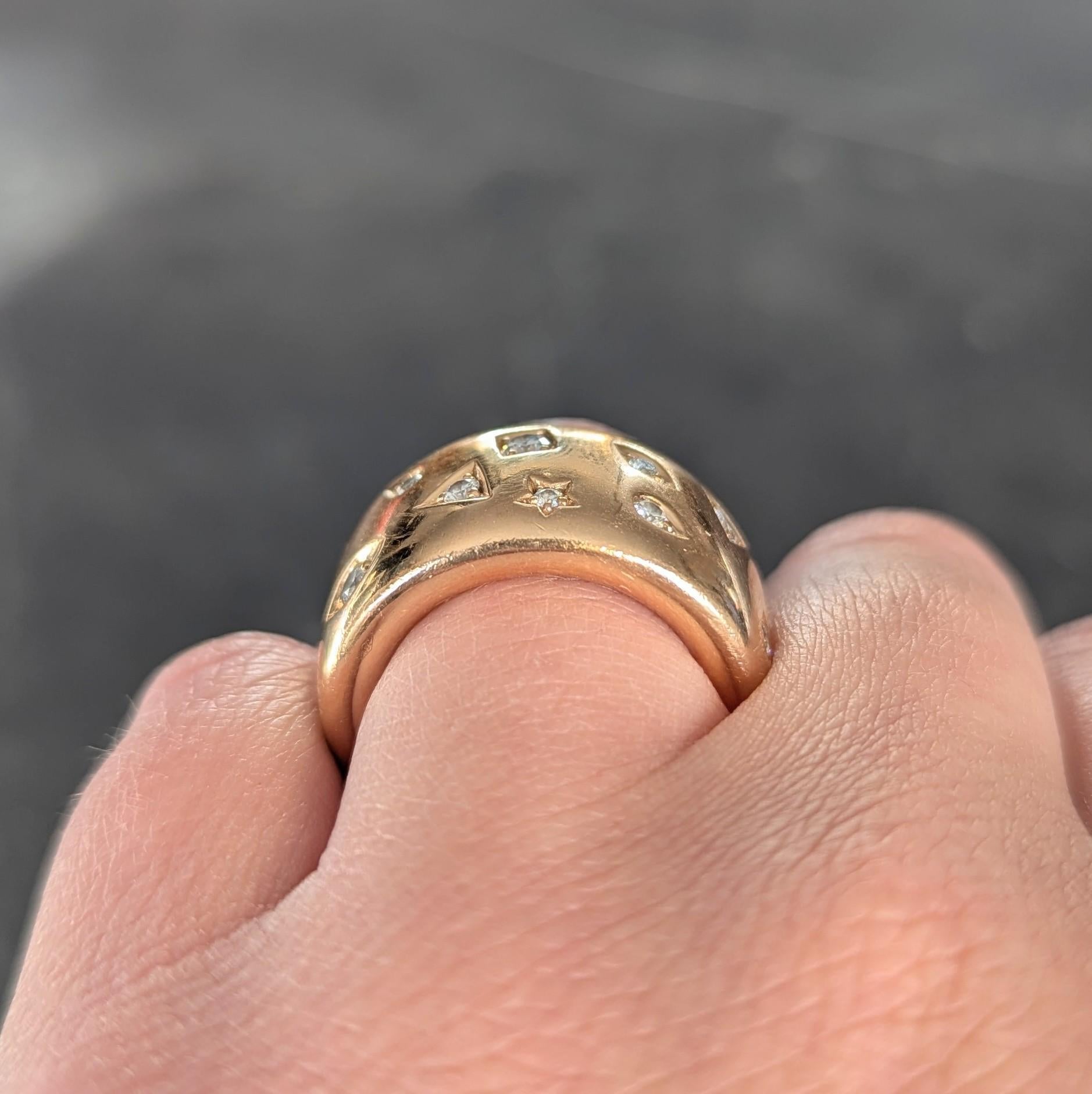 Pomellato Diamond 18 Karat Gold Contemporary Iconica Puffy Band Ring 7