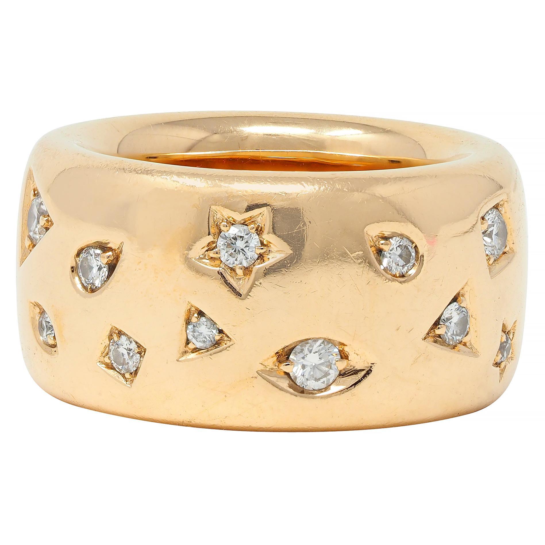 Round Cut Pomellato Diamond 18 Karat Gold Contemporary Iconica Puffy Band Ring