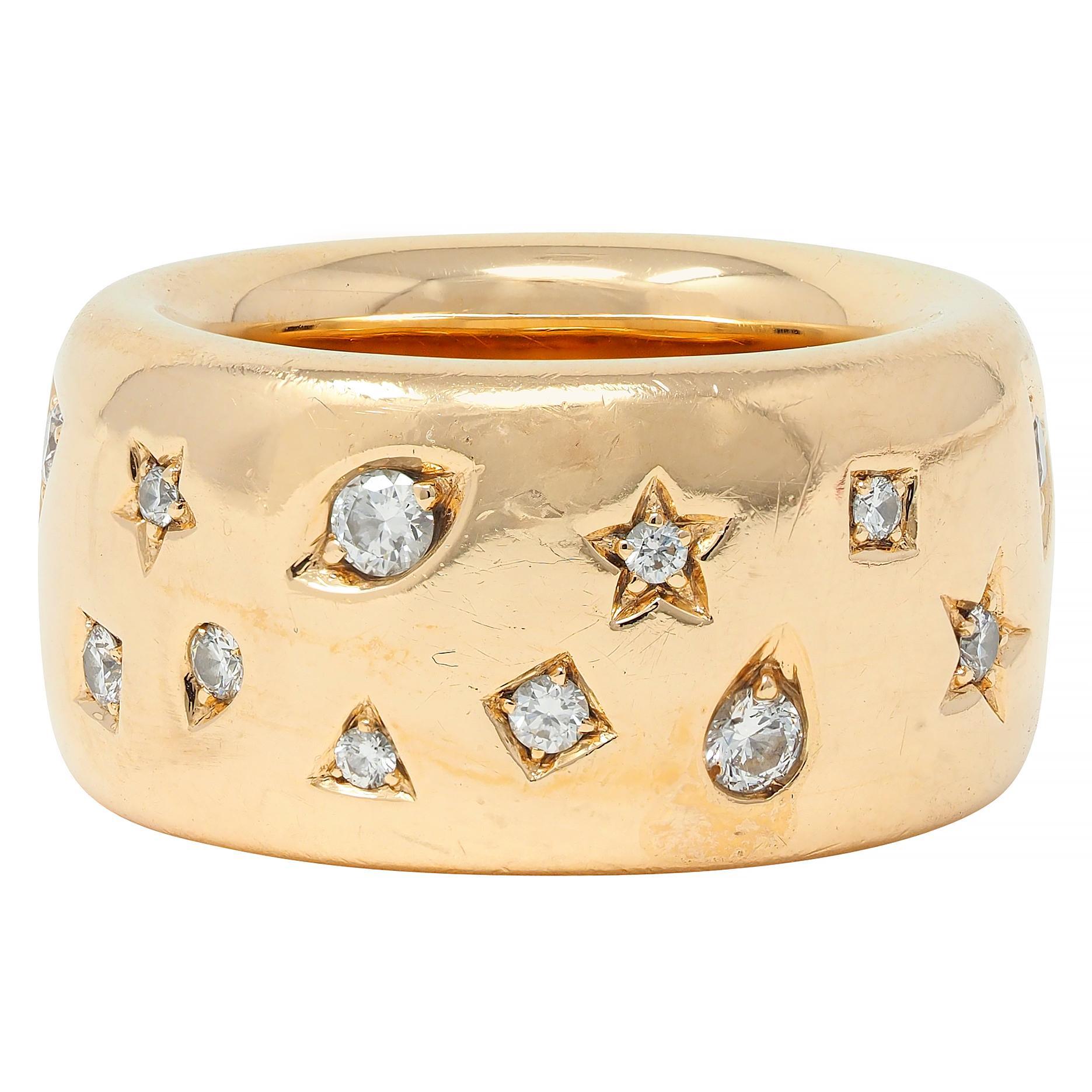 Pomellato Diamond 18 Karat Gold Contemporary Iconica Puffy Band Ring In Excellent Condition In Philadelphia, PA