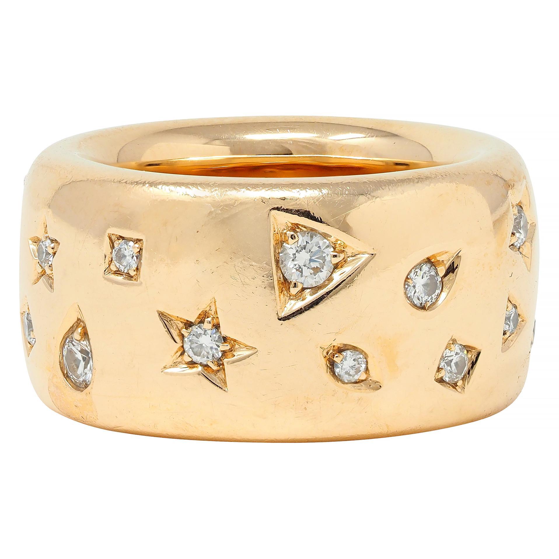 Women's or Men's Pomellato Diamond 18 Karat Gold Contemporary Iconica Puffy Band Ring