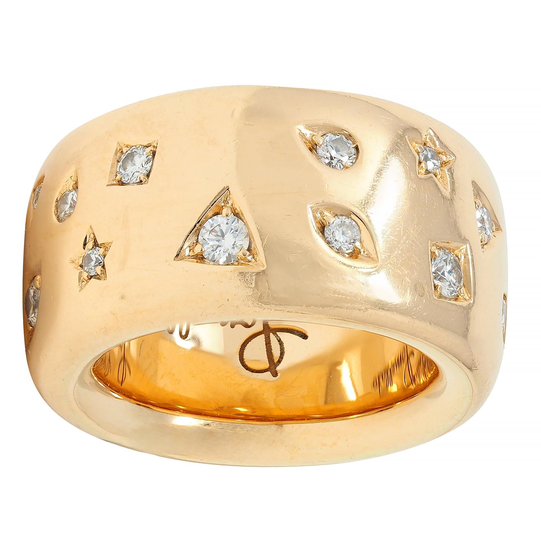 Pomellato Diamond 18 Karat Gold Contemporary Iconica Puffy Band Ring 1