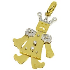 Pomellato Diamond 18 Karat Yellow Gold White Gold King Medium Pendant