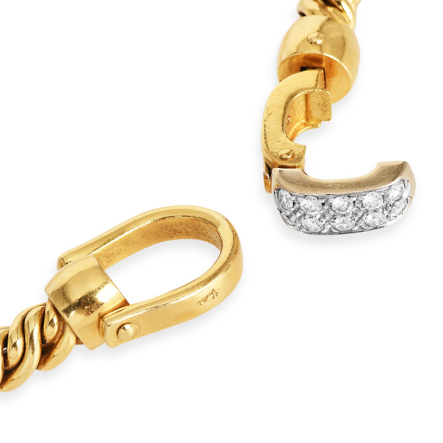 Modern Pomellato Diamond 18K Gold Rope Chain Hardware Link Necklace For Sale