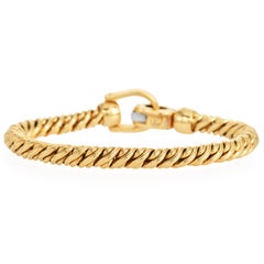 Pomellato Diamond 18K Gold Rope Hardware Link Bracelet
