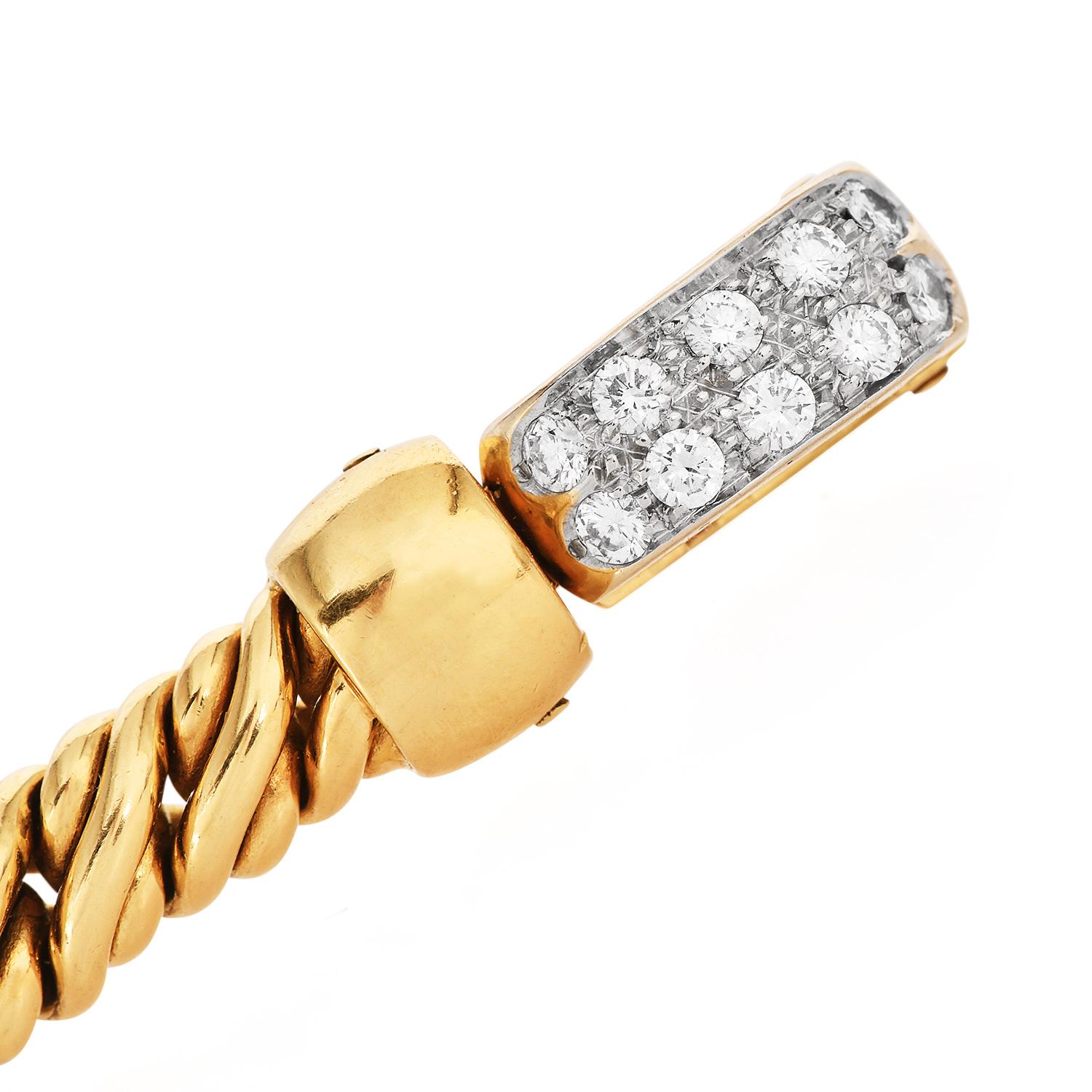 Pomellato Diamond 18K Gold Rope Hardware Link Bracelet For Sale 1