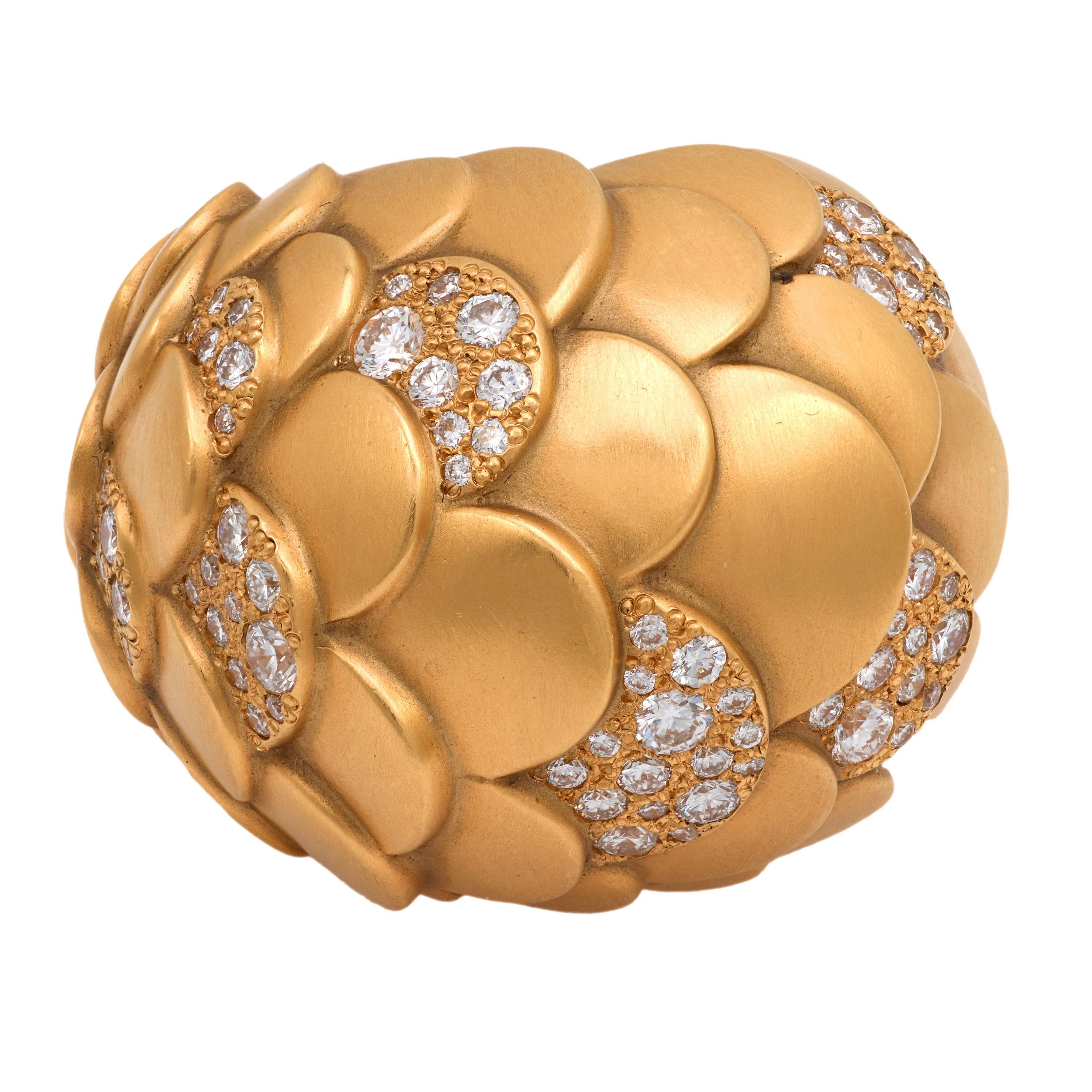 Modern Pomellato diamond 18k rose gold Dome ring For Sale