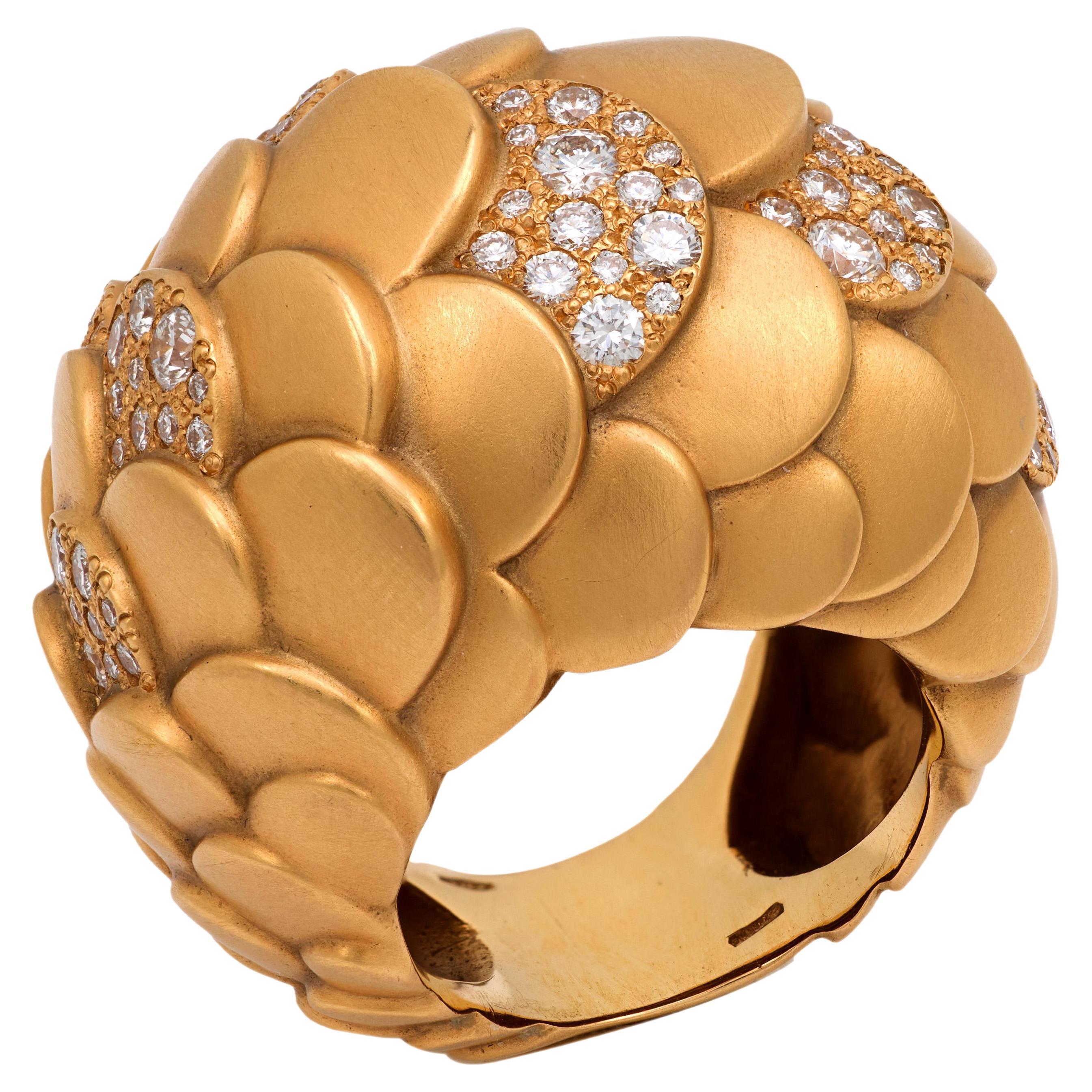 Pomellato diamond 18k rose gold Dome ring For Sale