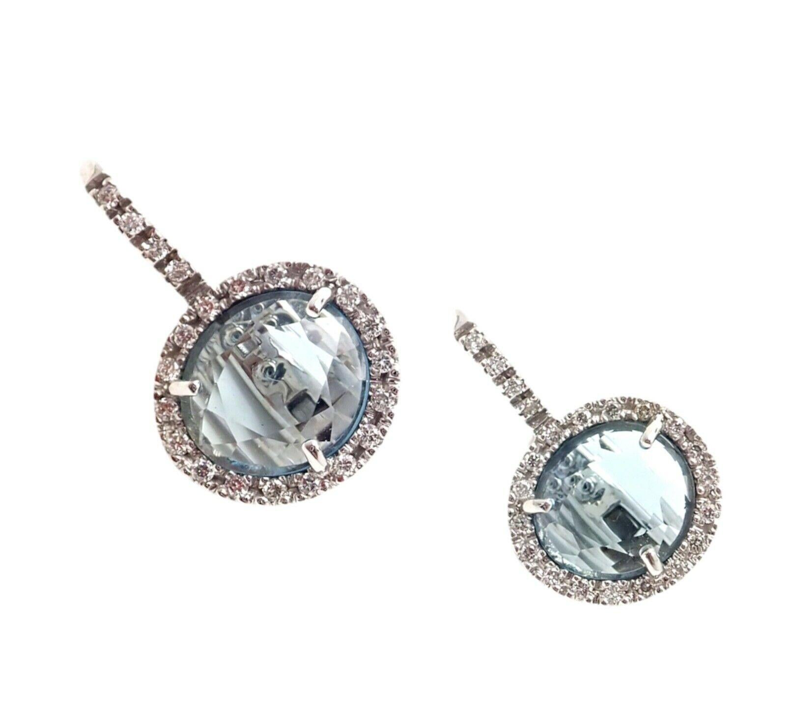 Pomellato Diamant Colpo Di Fulmine Ohrringe aus Weißgold mit blauem Topas und Diamanten (Brillantschliff)
