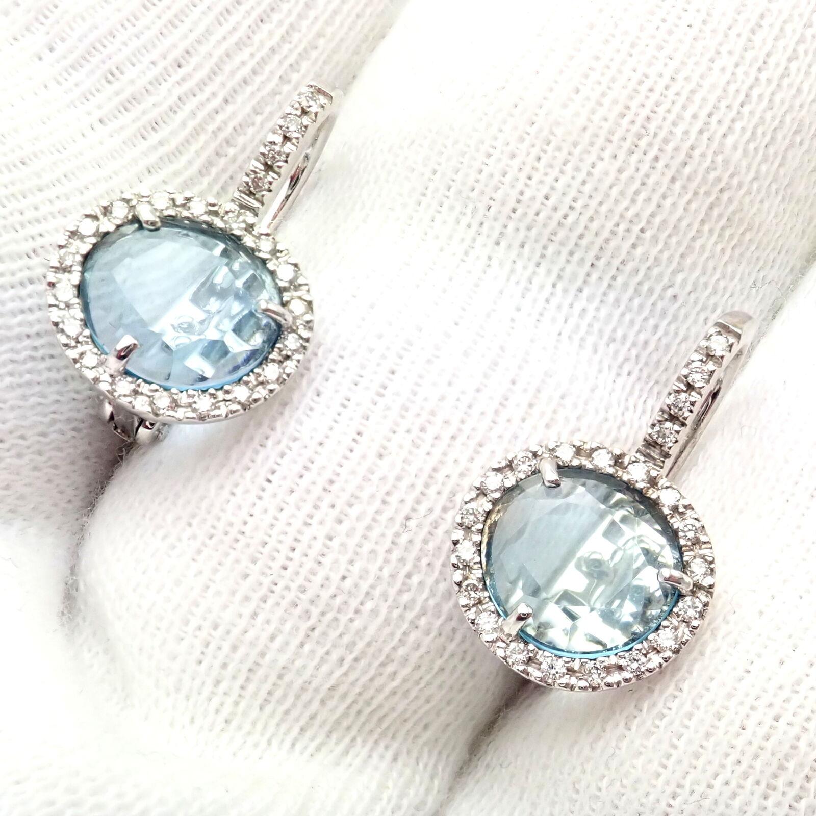 Pomellato Diamant Colpo Di Fulmine Ohrringe aus Weißgold mit blauem Topas und Diamanten im Zustand „Hervorragend“ in Southampton, PA