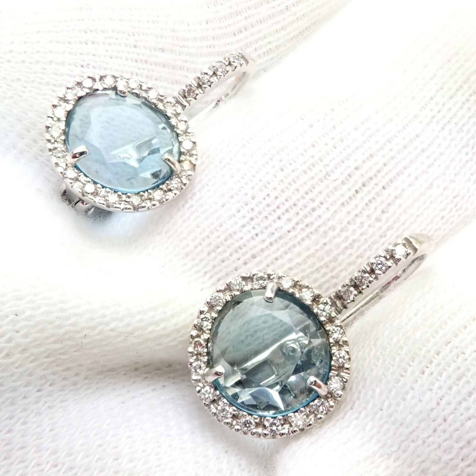 Pomellato Diamond Colpo Di Fulmine Blue Topaz White Gold Earrings In Excellent Condition In Holland, PA