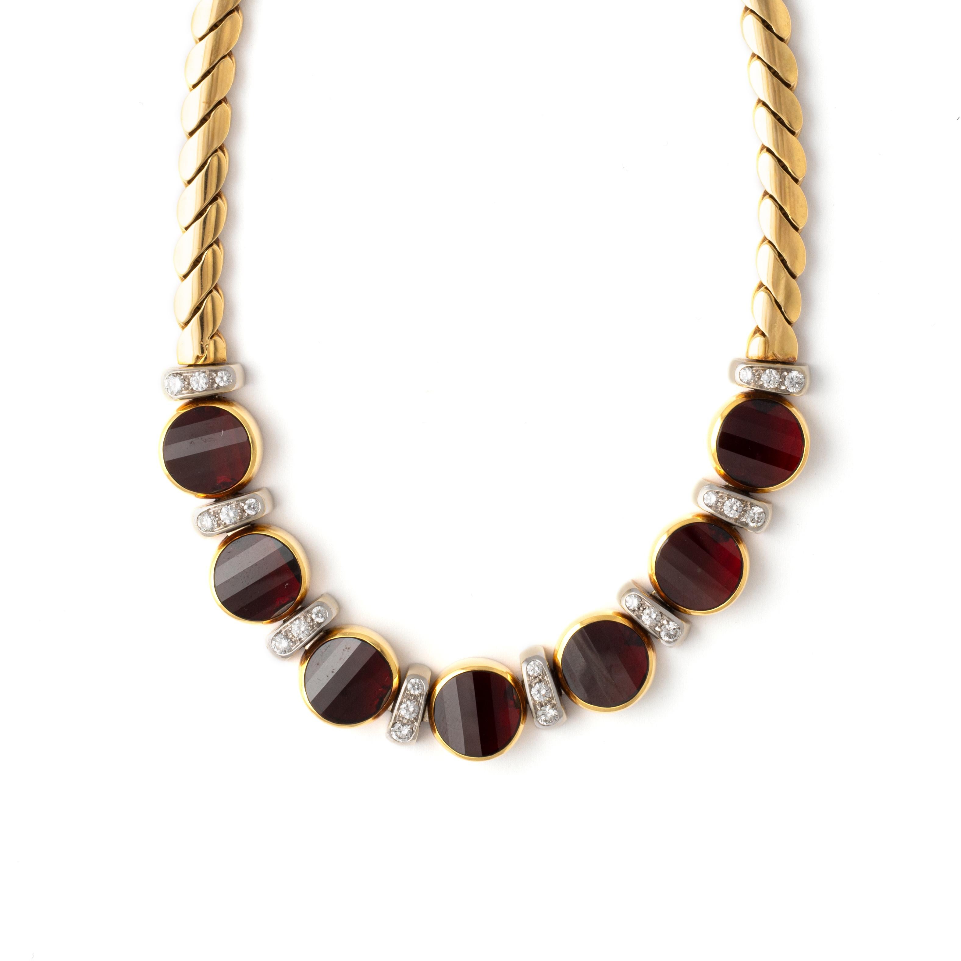 Pomellato Diamond Garnet Gold 18K Necklace For Sale 1