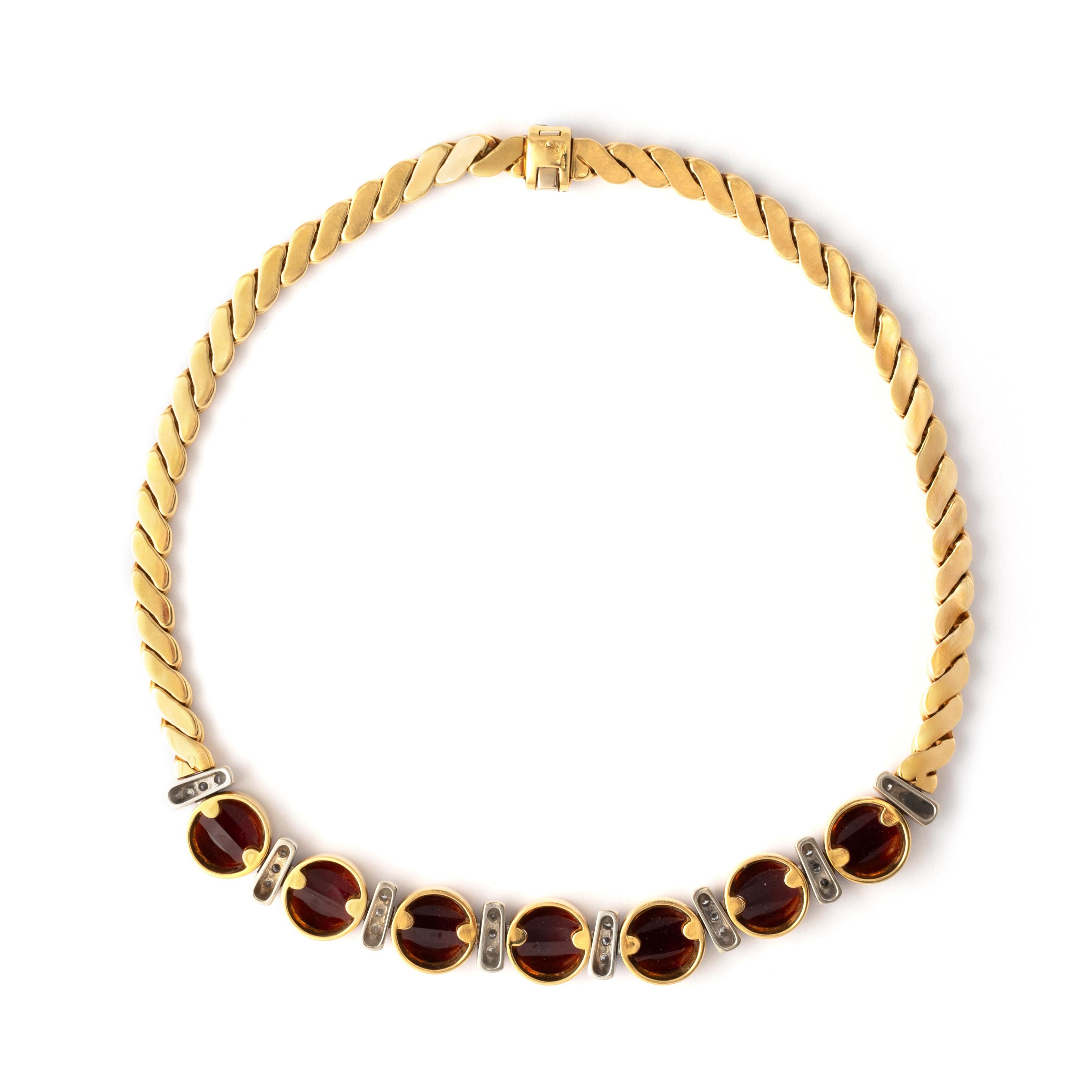 Pomellato Diamond Garnet Gold 18K Necklace For Sale 2