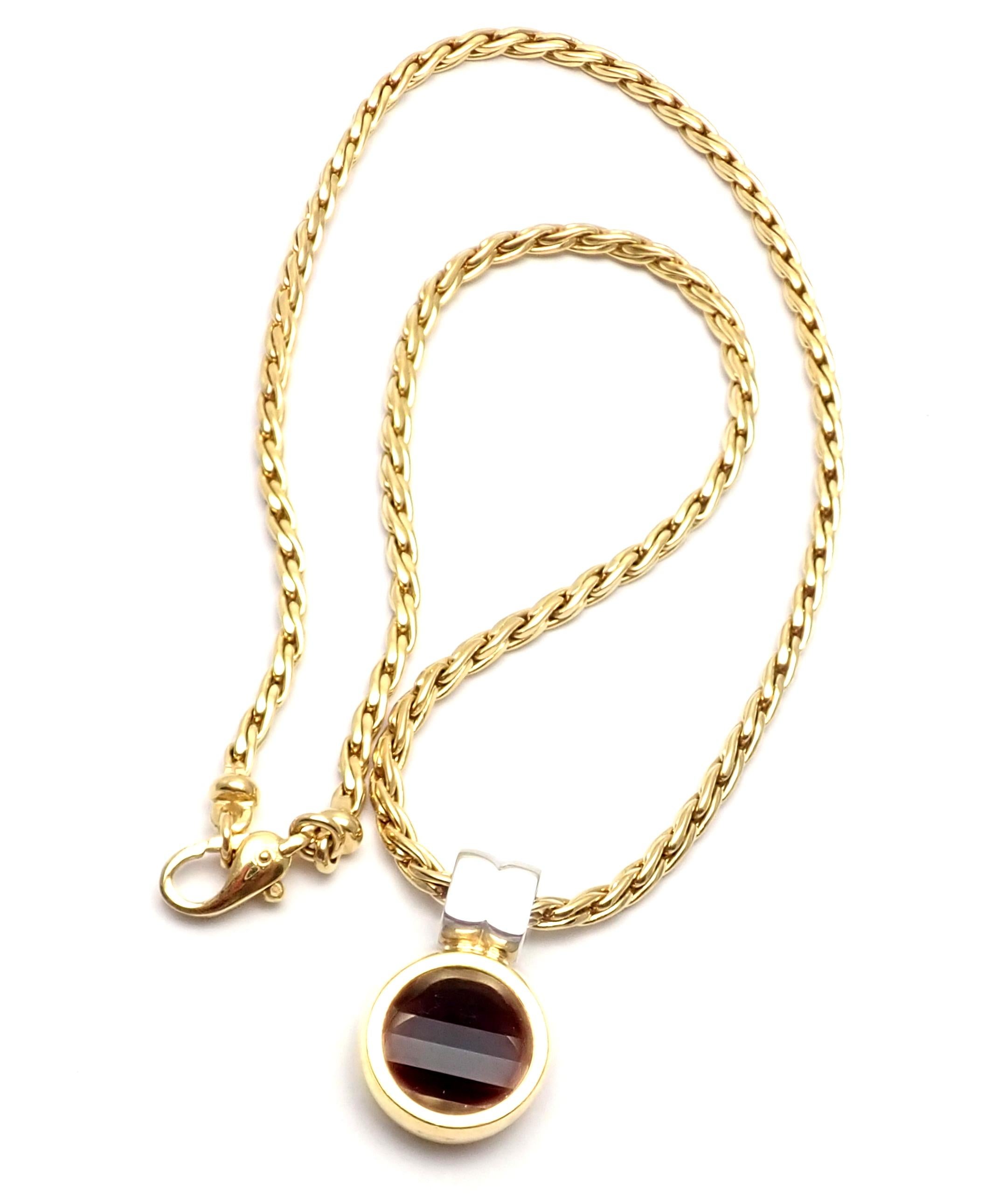 Women's or Men's Pomellato Diamond Garnet Yellow Gold Pendant Necklace