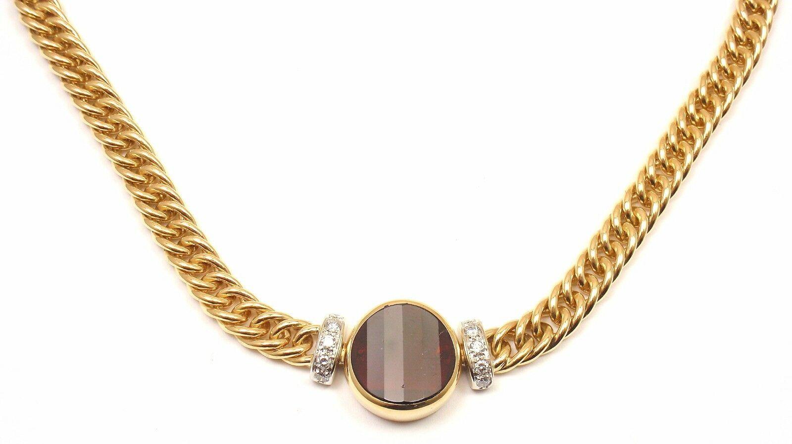 Pomellato Diamond Garnet Yellow Gold Pendant Necklace In Excellent Condition In Holland, PA