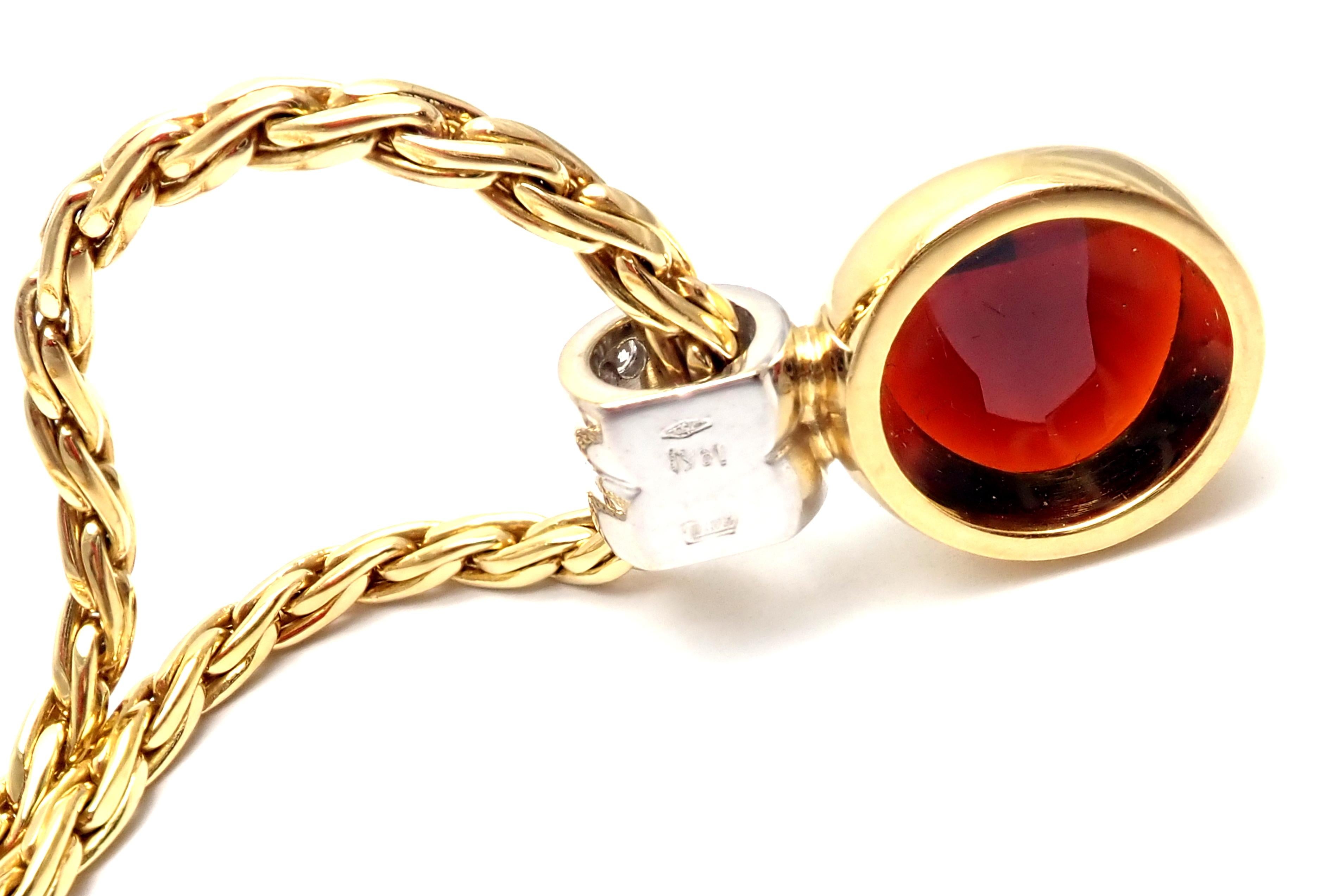 Pomellato Diamond Garnet Yellow Gold Pendant Necklace 1