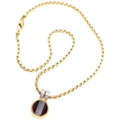 Pomellato Diamond Garnet Yellow Gold Pendant Necklace