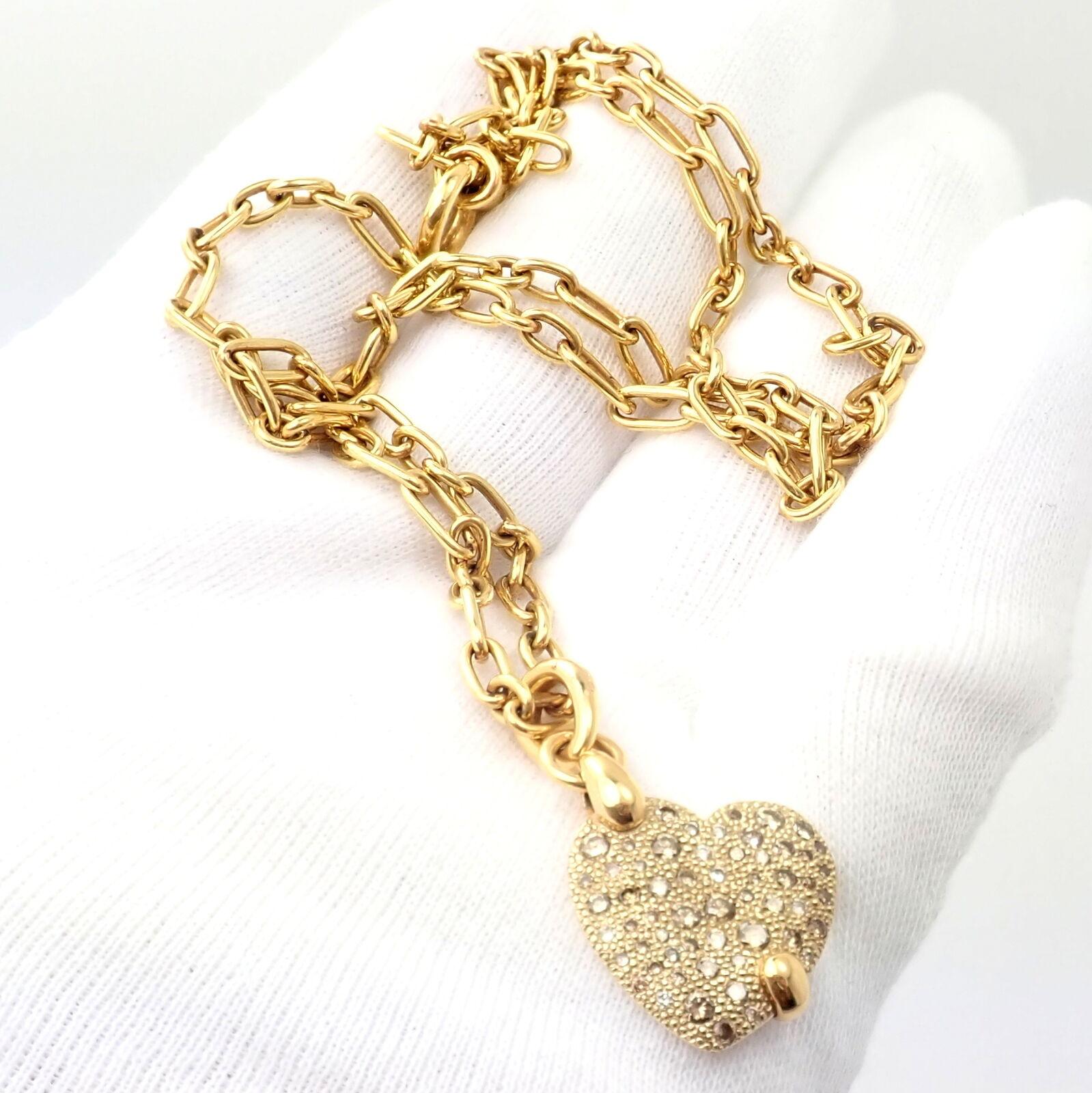 Pomellato Diamond Heart Sabbia Yellow Gold Pendant Necklace 4