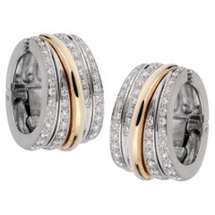 Pomellato Diamond Hoop 18k Rose & White Gold Earrings