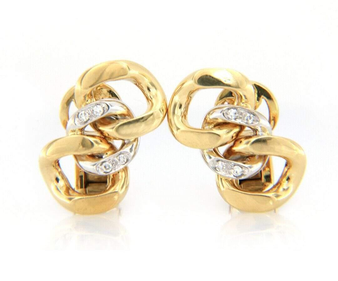 Pomellato Diamond Link Earrings in 18K Yellow Gold In Excellent Condition For Sale In Vienna, VA