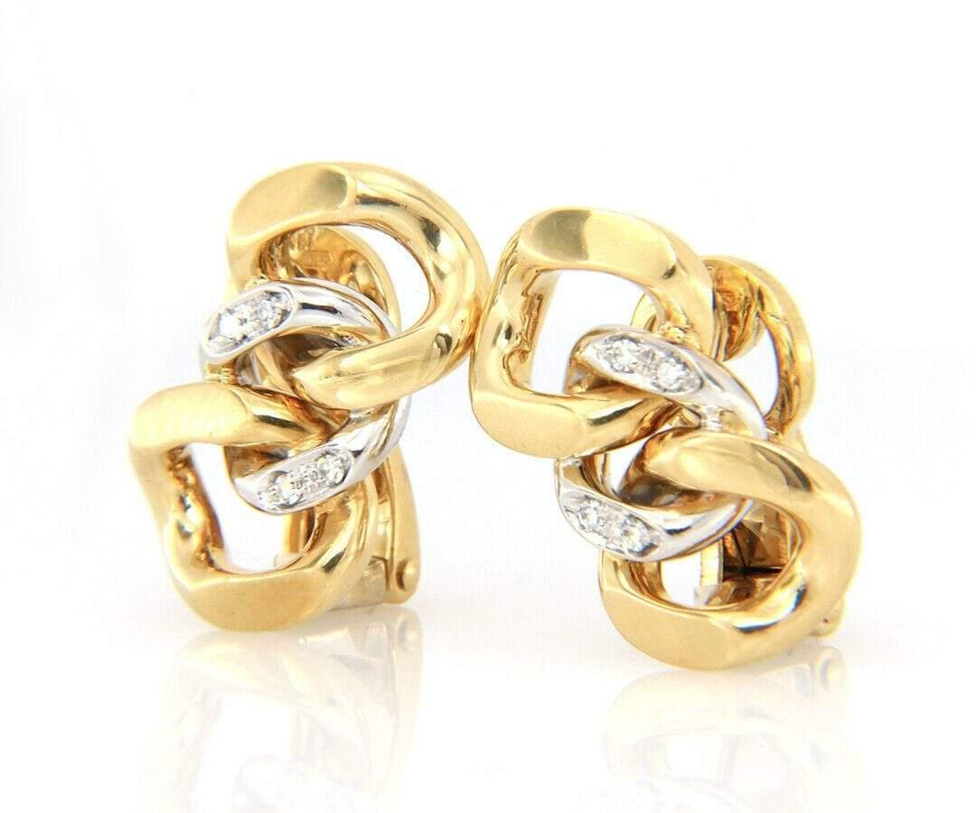 Women's Pomellato Diamond Link Earrings in 18K Yellow Gold For Sale