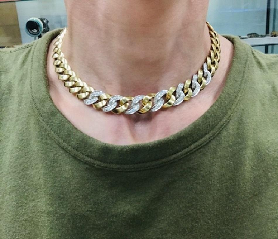 Collana con diamanti di Pomellato in oro 18 carati con catena Curblink in vendita 6