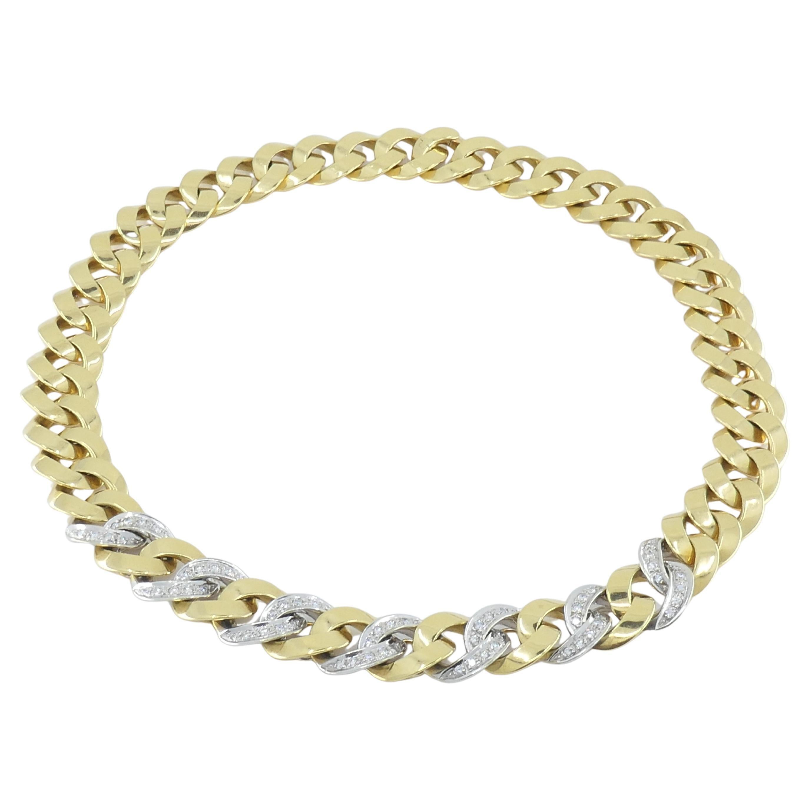 Taglio rotondo Collana con diamanti di Pomellato in oro 18 carati con catena Curblink in vendita