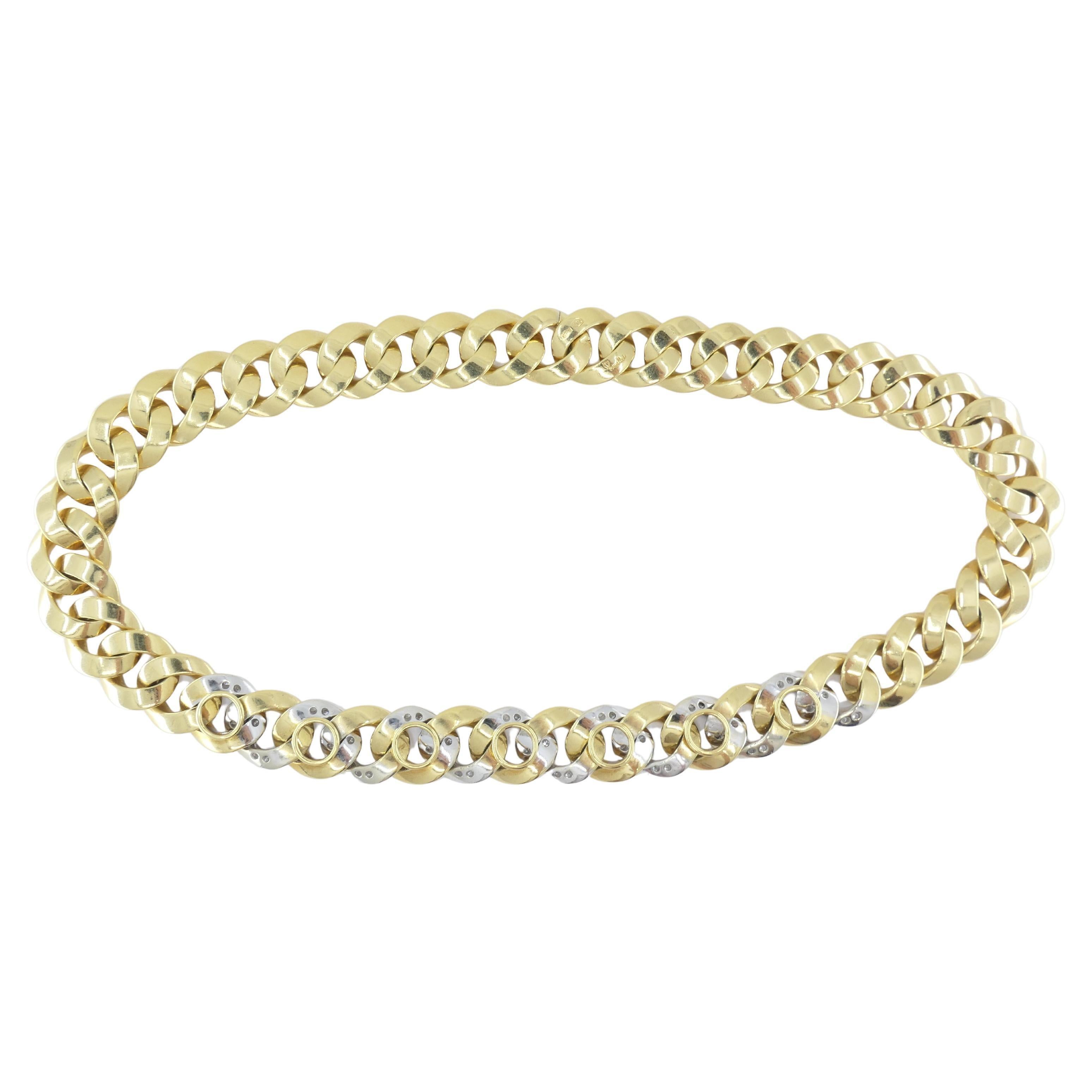Collana con diamanti di Pomellato in oro 18 carati con catena Curblink in vendita 1