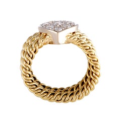 Pomellato Diamond Pave Heart Three-Band Gold Ring