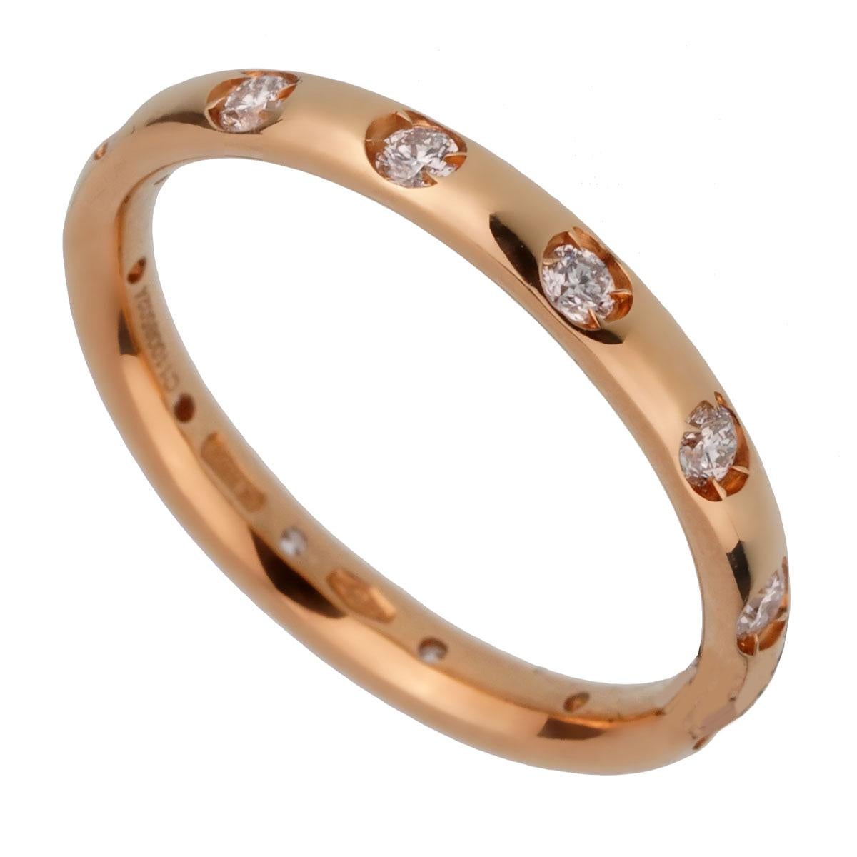 A chic brand new Pomellato diamond ring adorned with round brilliant cut diamonds in 18k rose gold. The ring measures a size 5 1/2

Pomellato Retail Price: $2500
Sku: 2346