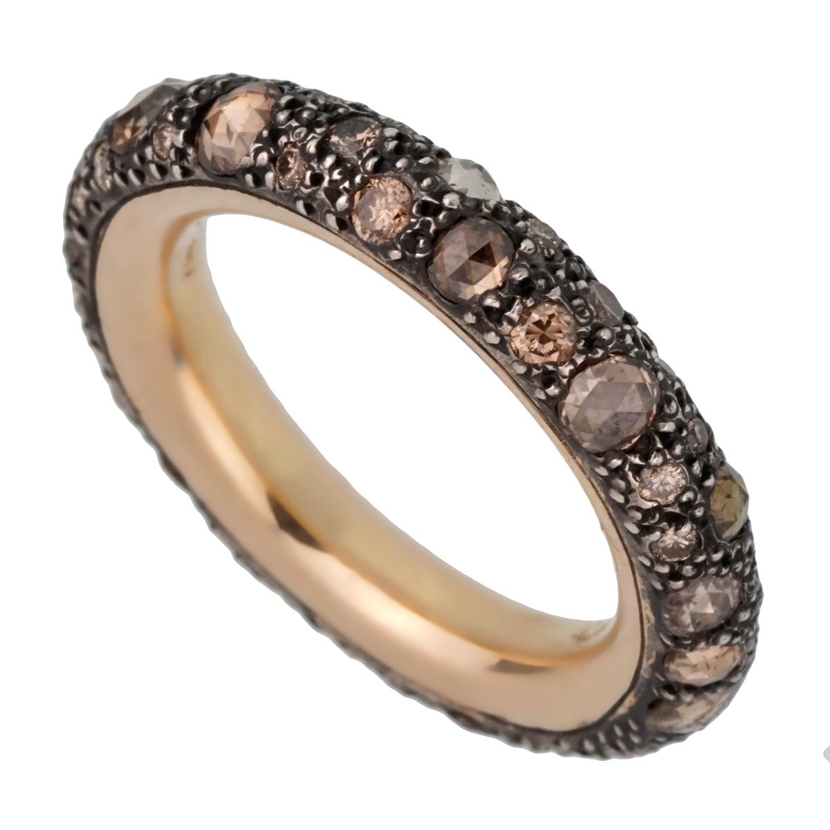 Pomellato Diamond Rose Gold Eternity Band Ring In New Condition In Feasterville, PA