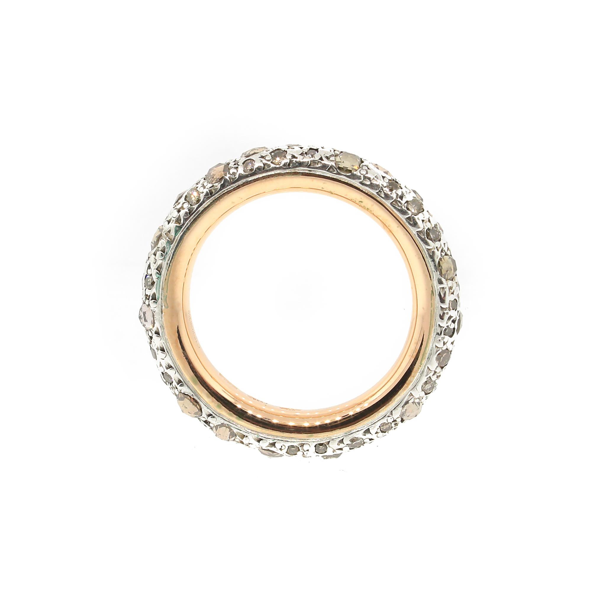 Rose Cut Pomellato Diamond Tango Ring in Two-tone Gold and Silver