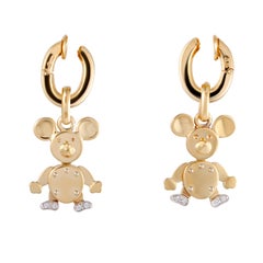Pomellato Diamond Yellow Gold Mouse Dangle Clip-On Earrings