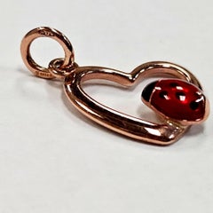 Pomellato Dodo Heart Pendant with Enamel Ladybug – 9kt Rose Gold