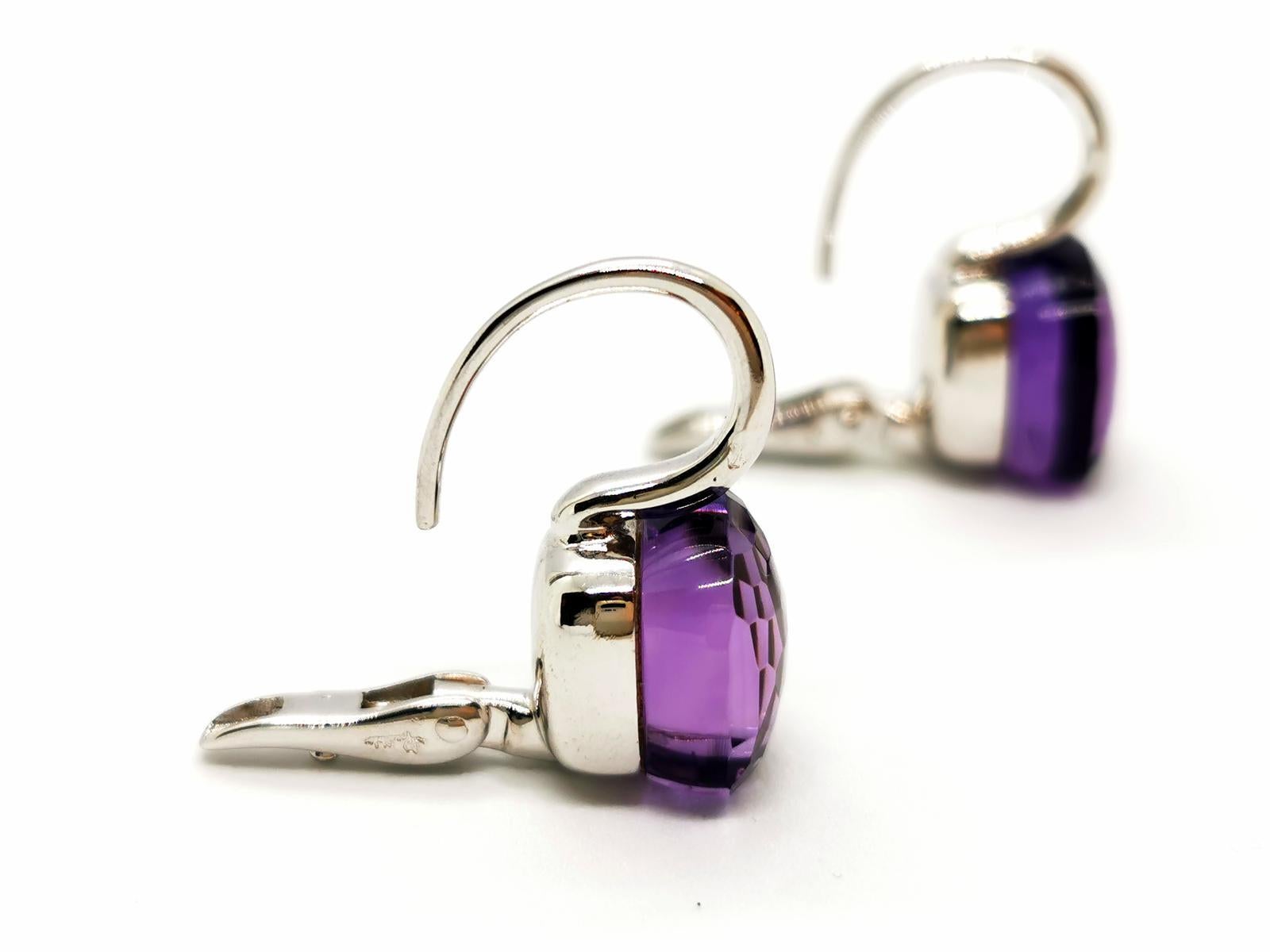 Pomellato Drop Earrings Nudo White Gold Amethyst In Excellent Condition For Sale In PARIS, FR