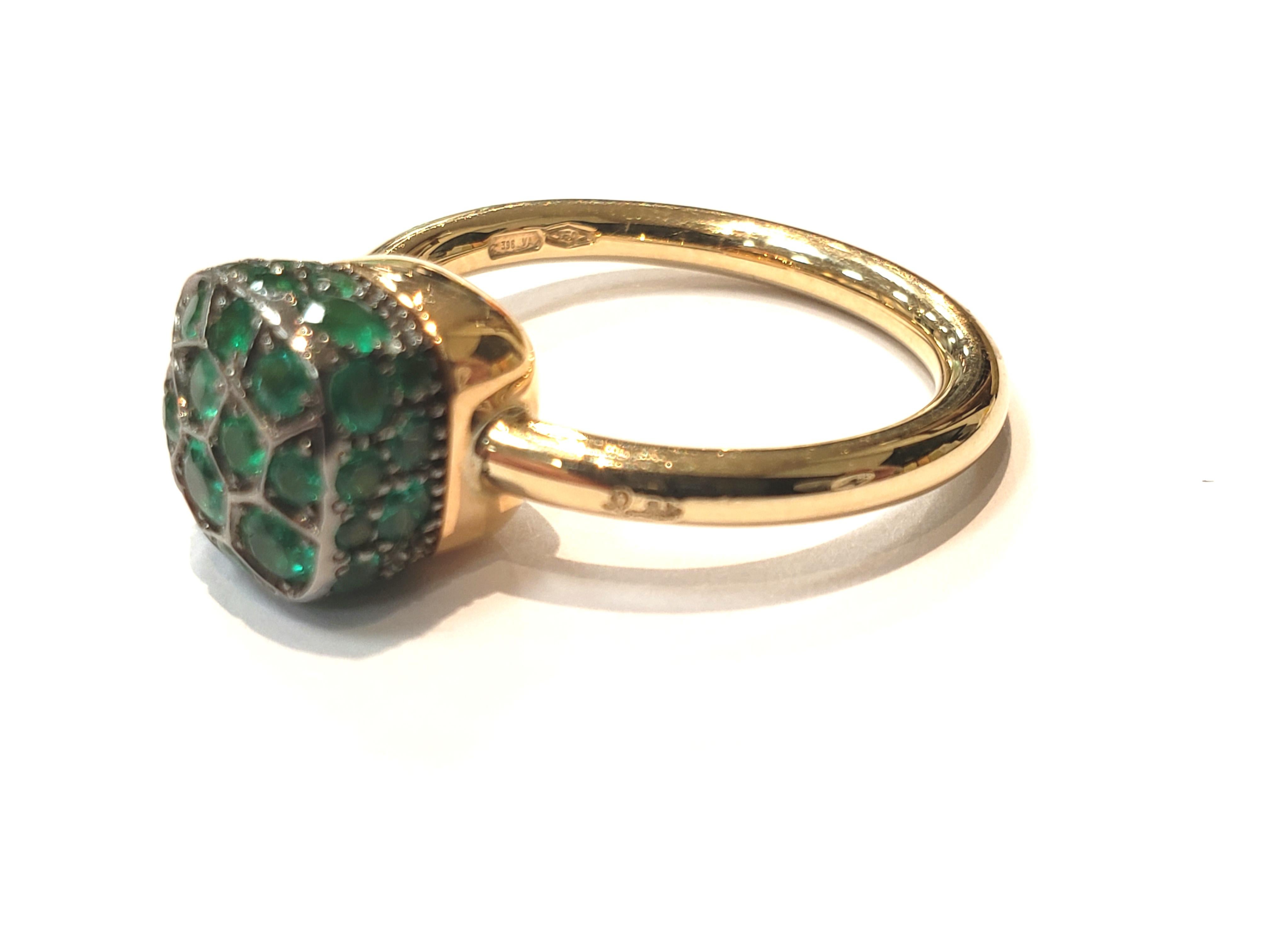 Pomellato Emerald Nudo Ring Set in 18 Karat For Sale 2