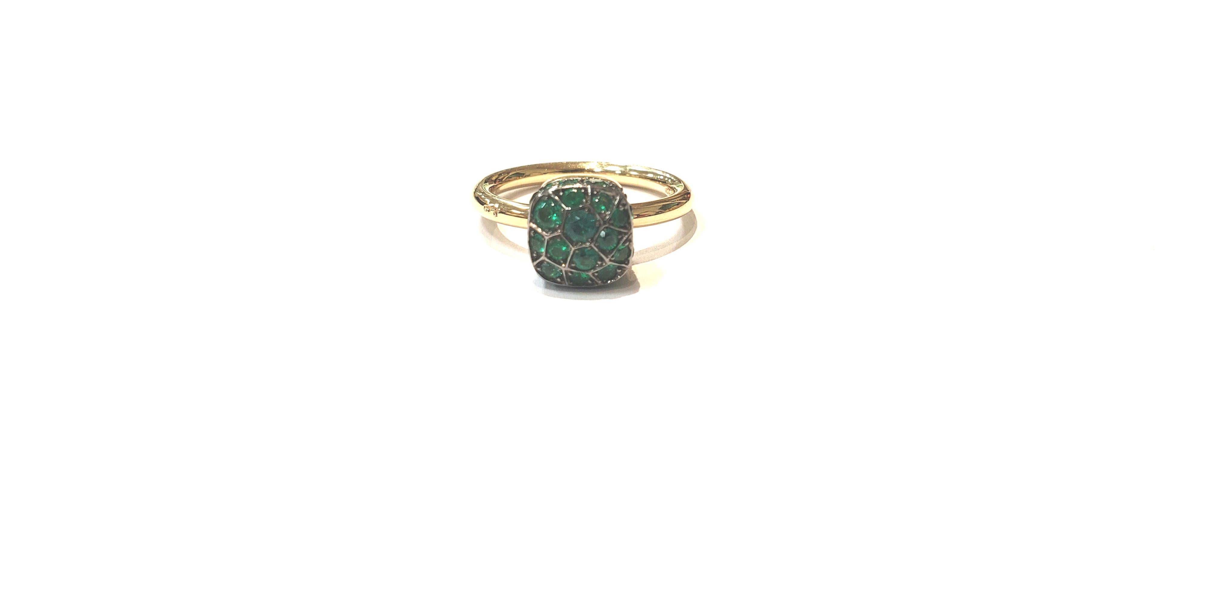 Round Cut Pomellato Emerald Nudo Ring Set in 18 Karat For Sale