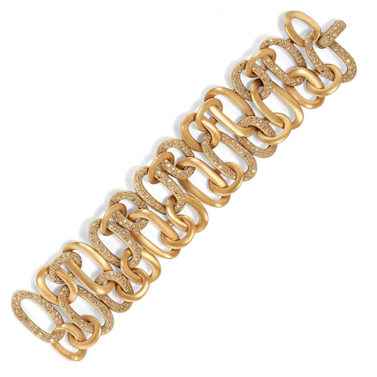 Pomellato Fancy Diamond Chain Rose Gold Bracelet In Excellent Condition In Feasterville, PA