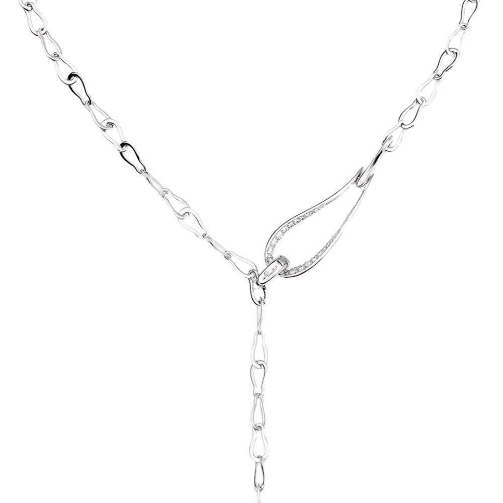 Brilliant Cut Pomellato Fantina 18K White Gold Diamond Necklace, 60cm For Sale