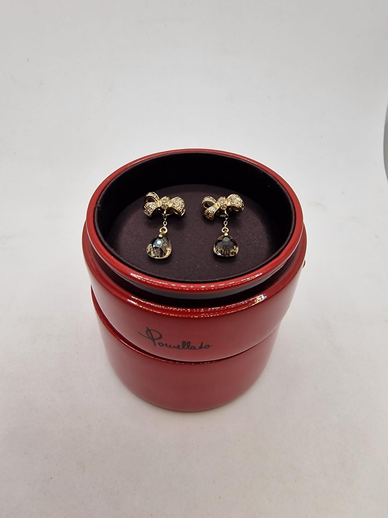 Lebole Orecchini Lunghi In Ottone Con Pietra Blu – Collezione The Circle Love And Forever, Made In Italy