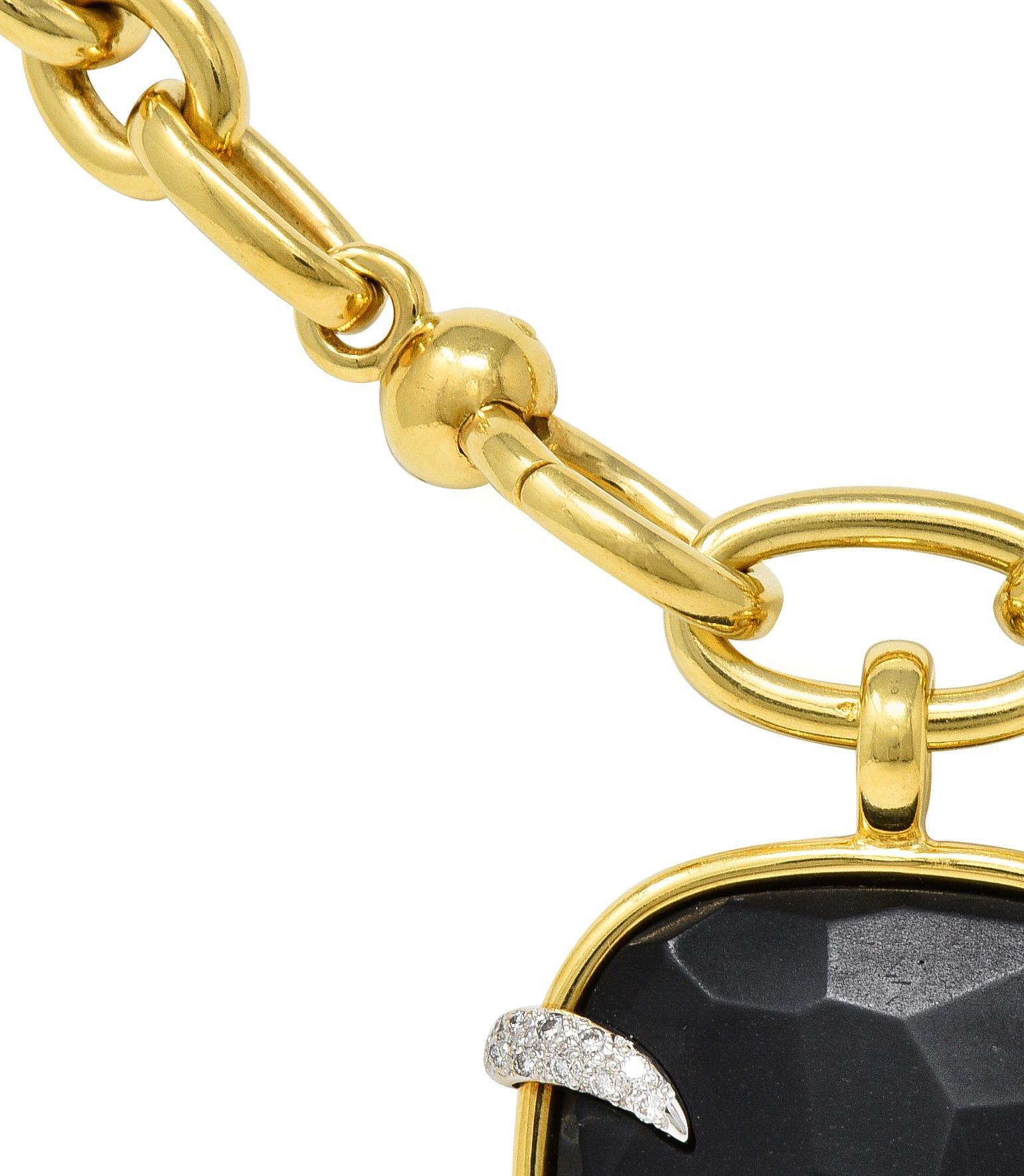 Pomellato French 1980's Diamond Jet 18 Karat Gold Victoria Pendant Necklace 7