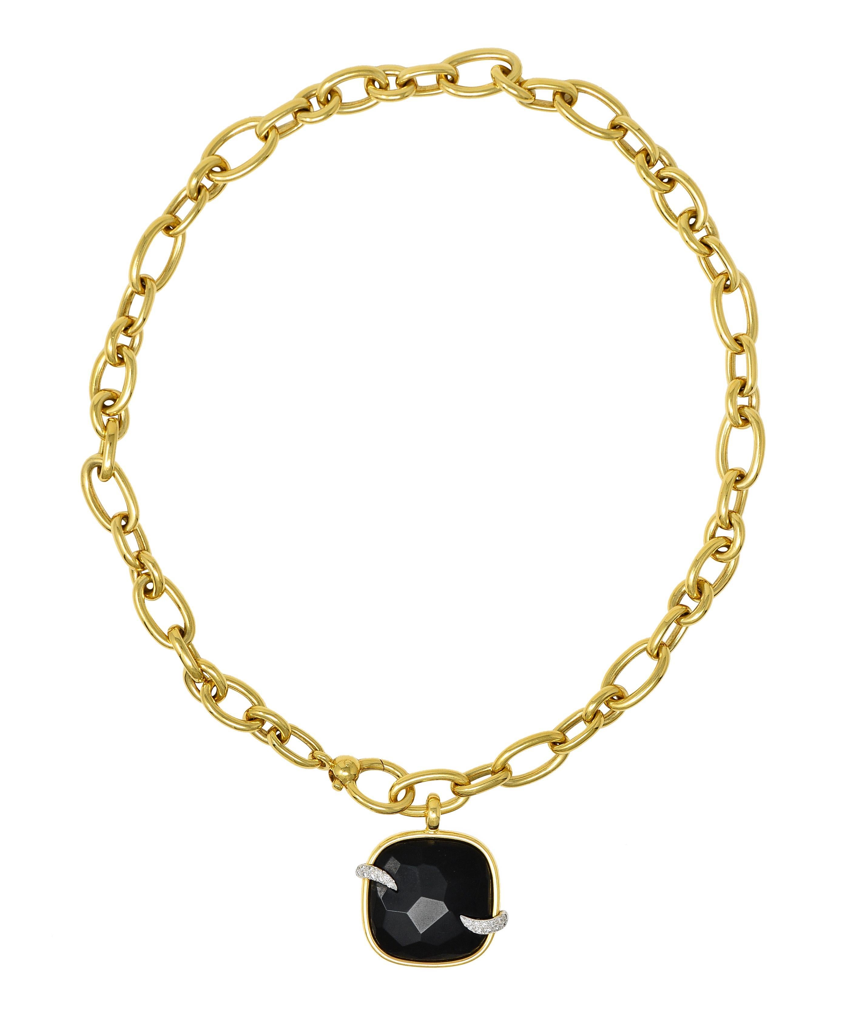 Pomellato French 1980's Diamond Jet 18 Karat Gold Victoria Pendant Necklace 9