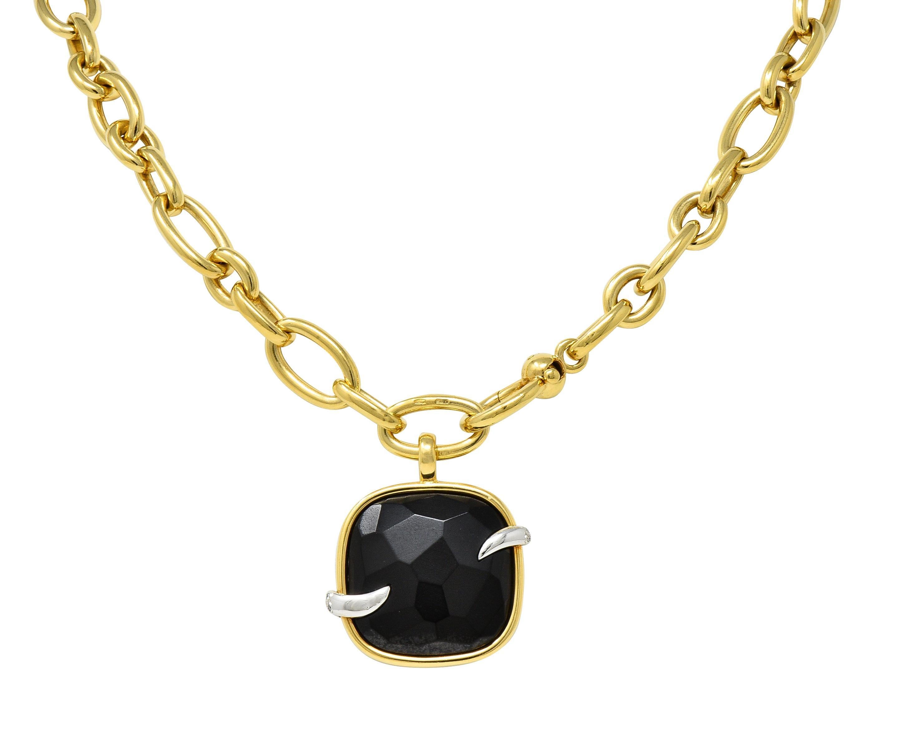 Women's or Men's Pomellato French 1980's Diamond Jet 18 Karat Gold Victoria Pendant Necklace
